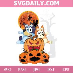 Bluey And Bingo Halloween Pumpkins, Digital Download