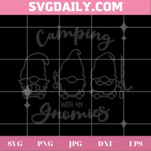 Camping With My Gnomies, Svg Illustration Invert