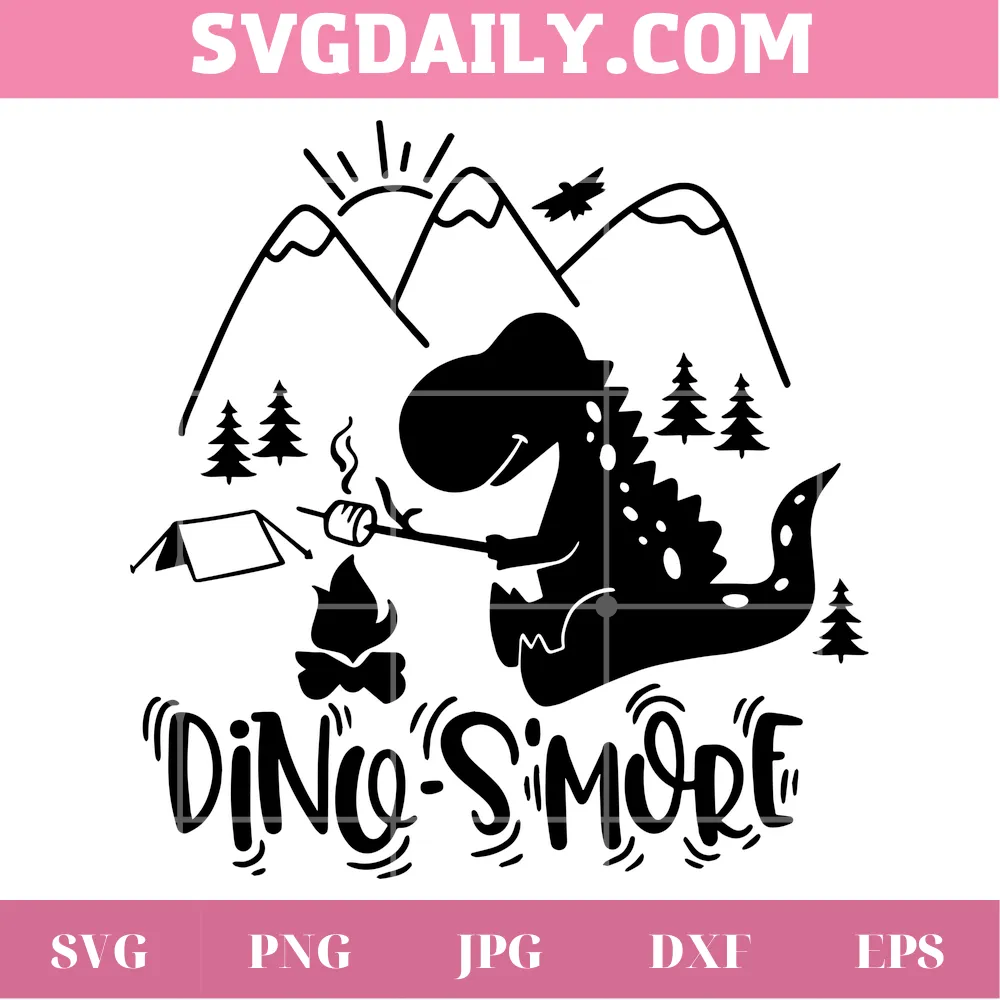 Dinosaur Dino-S'More Summer Camp, Svg Png Dxf Eps