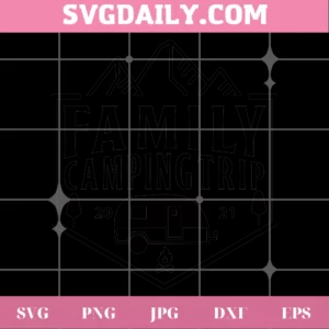 Family Camping Trip Silhouette Svg Invert