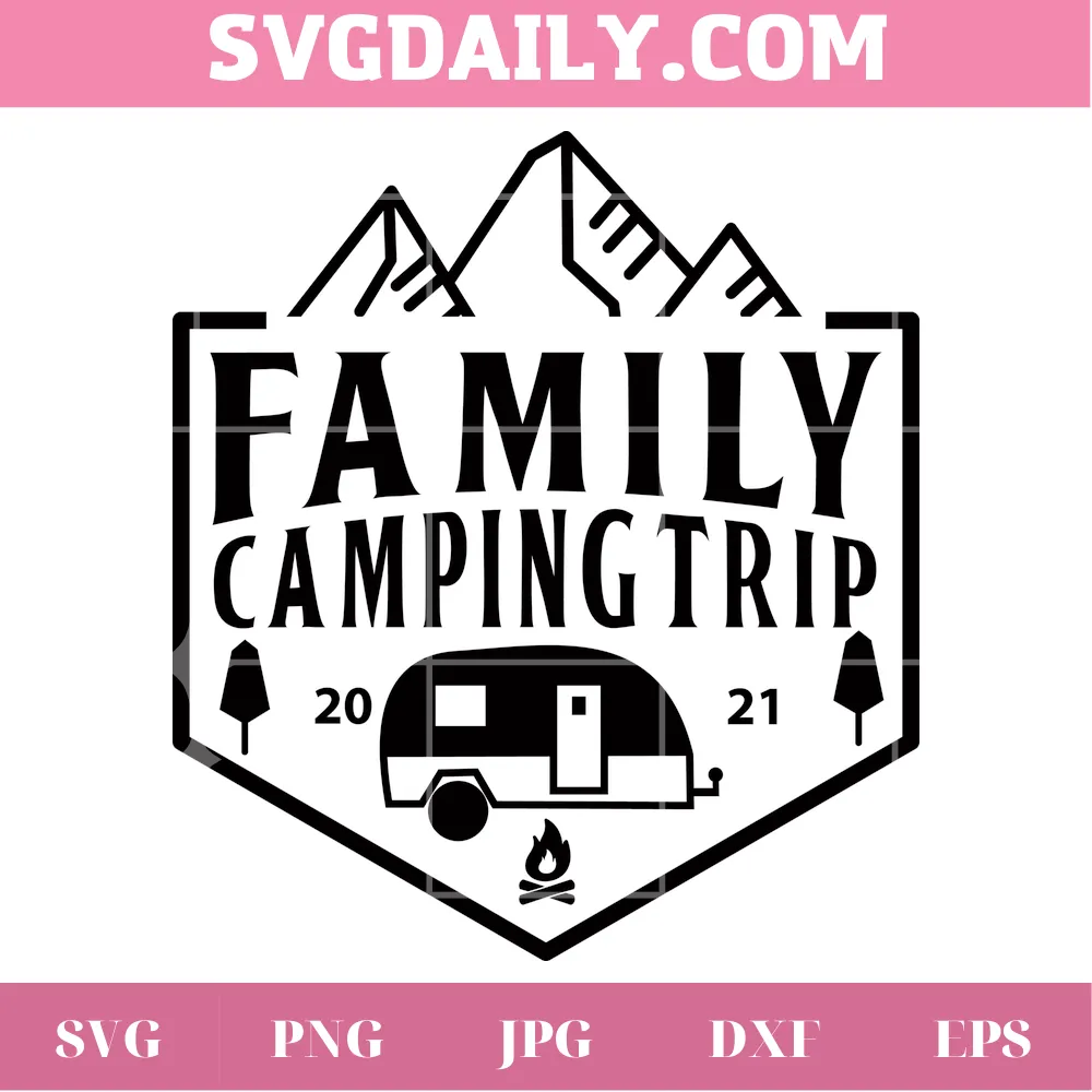 Family Camping Trip Silhouette Svg