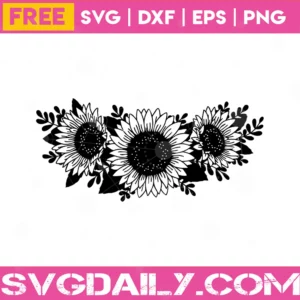 Free Black And White Sunflower Svg