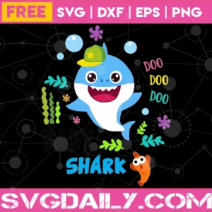 Free Blue Baby Shark Boy With Cap, Svg Png Dxf Eps Digital Download Invert