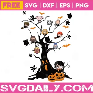 Free Halloween Tree With Harry Potter Characters Chibi, Graphic Design