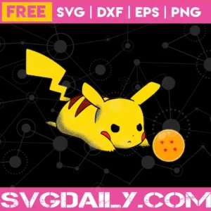 Free Pokemon Confused Pikachu With Dragon Ball 4 Star , Svg Png Dxf Eps Digital Files Invert