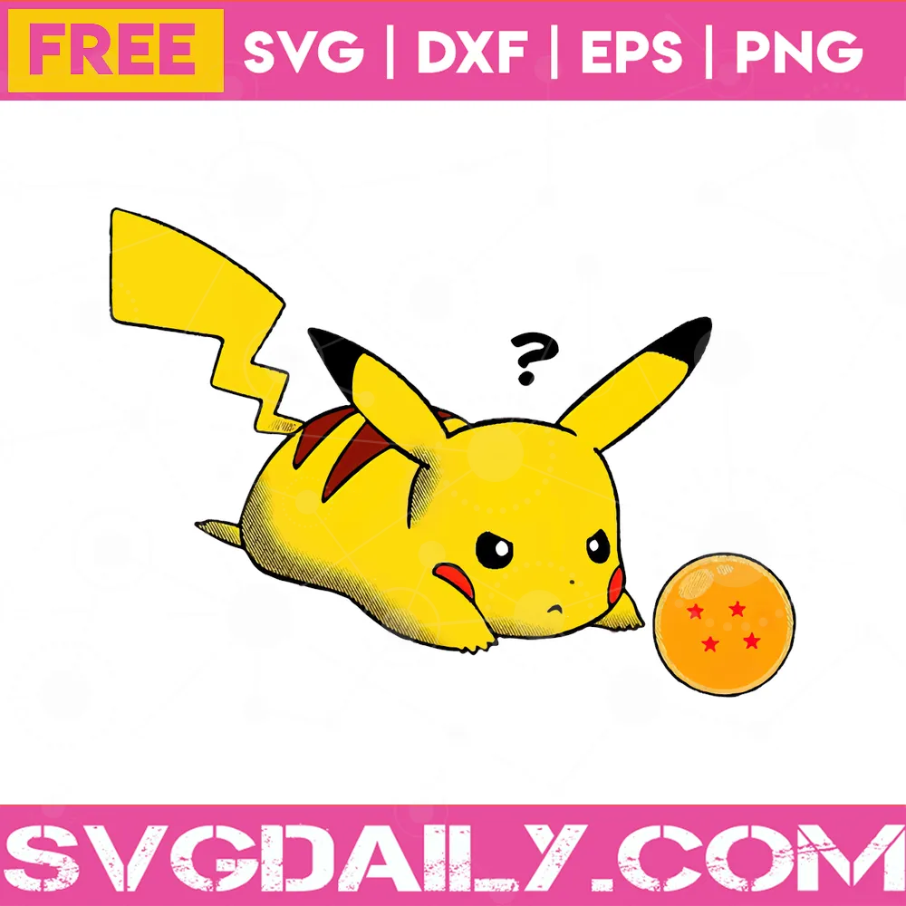 Free Pokemon Confused Pikachu With Dragon Ball 4 Star , Svg Png Dxf Eps Digital Files