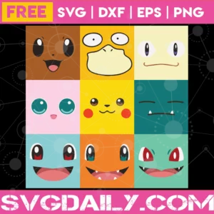 Free Pokemon Faces, Svg Png Dxf Eps Cricut