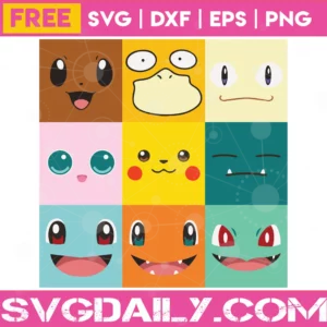 Free Pokemon Faces, Svg Png Dxf Eps Cricut Invert