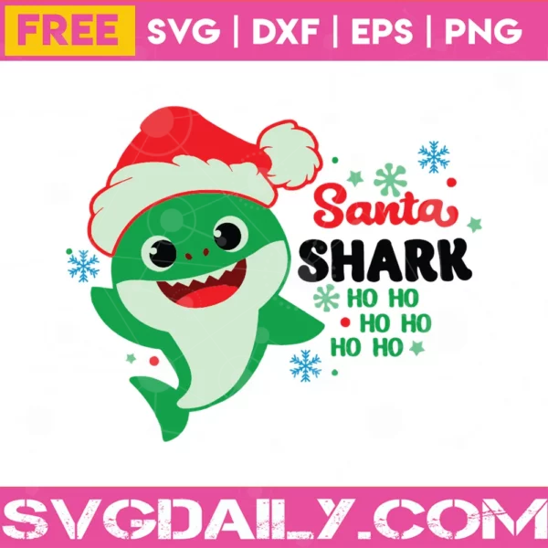 Free Santa Shark Christmas, Svg Png Dxf Eps Cricut Silhouette