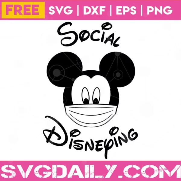 Free Social Disneying Mickey Mouse Wearing Mask, Svg Png Dxf Eps