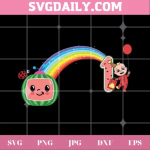 Happy Birthday Cocomelon Boy With Rainbow 1St Birthday, Svg Png Dxf Eps Invert