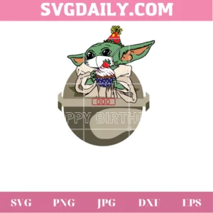 Happy Birthday From A Galaxy Far Far Away Baby Yoda Star Wars, Svg Png Dxf Eps Cricut Files Invert