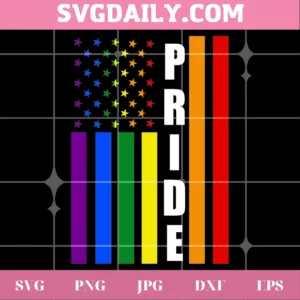 Lgbt Pride American Flag, Svg Png Dxf Eps Digital Download Invert