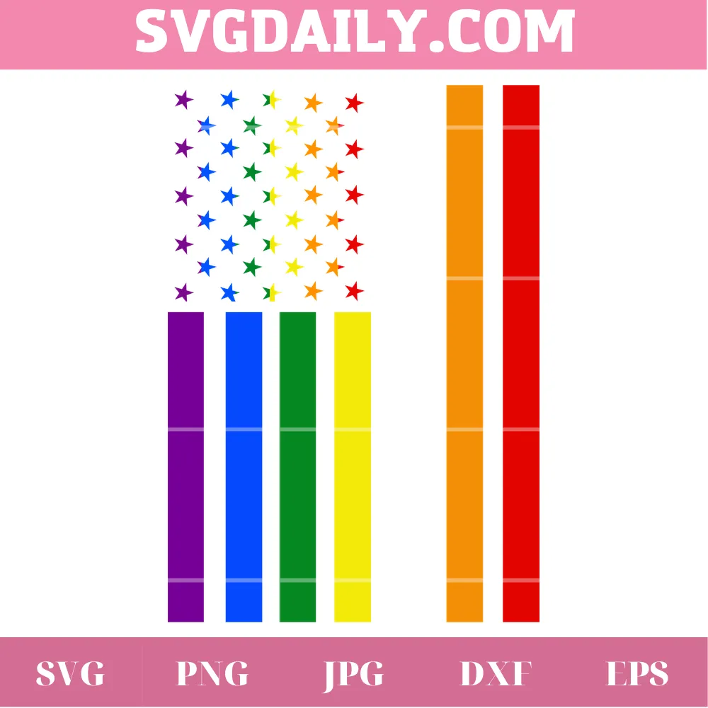 Lgbt Pride American Flag, Svg Png Dxf Eps Digital Download