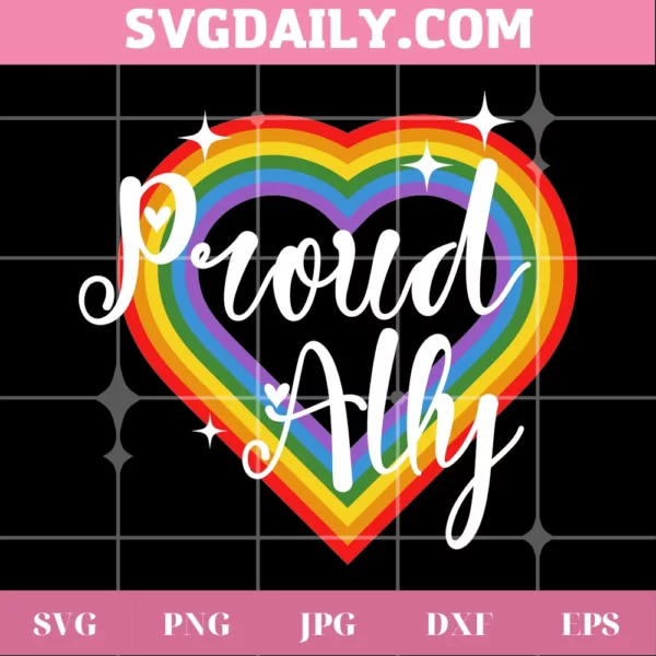 Lgbt Rainbow Heart Pround Ally, Vector Svg