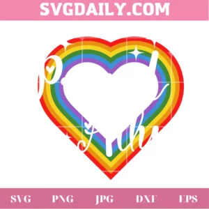 Lgbt Rainbow Heart Pround Ally, Vector Svg Invert
