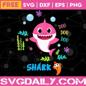 Pink Baby Shark Girl Doo Doo Doo, Free Svg File For Cricut Invert