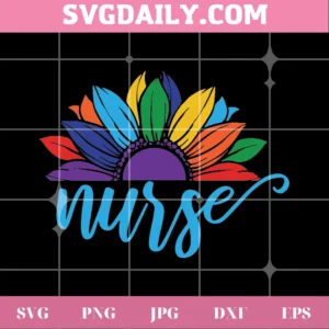Pride Nurse Lgbt Rainbow Sunflower, Digital File Invert