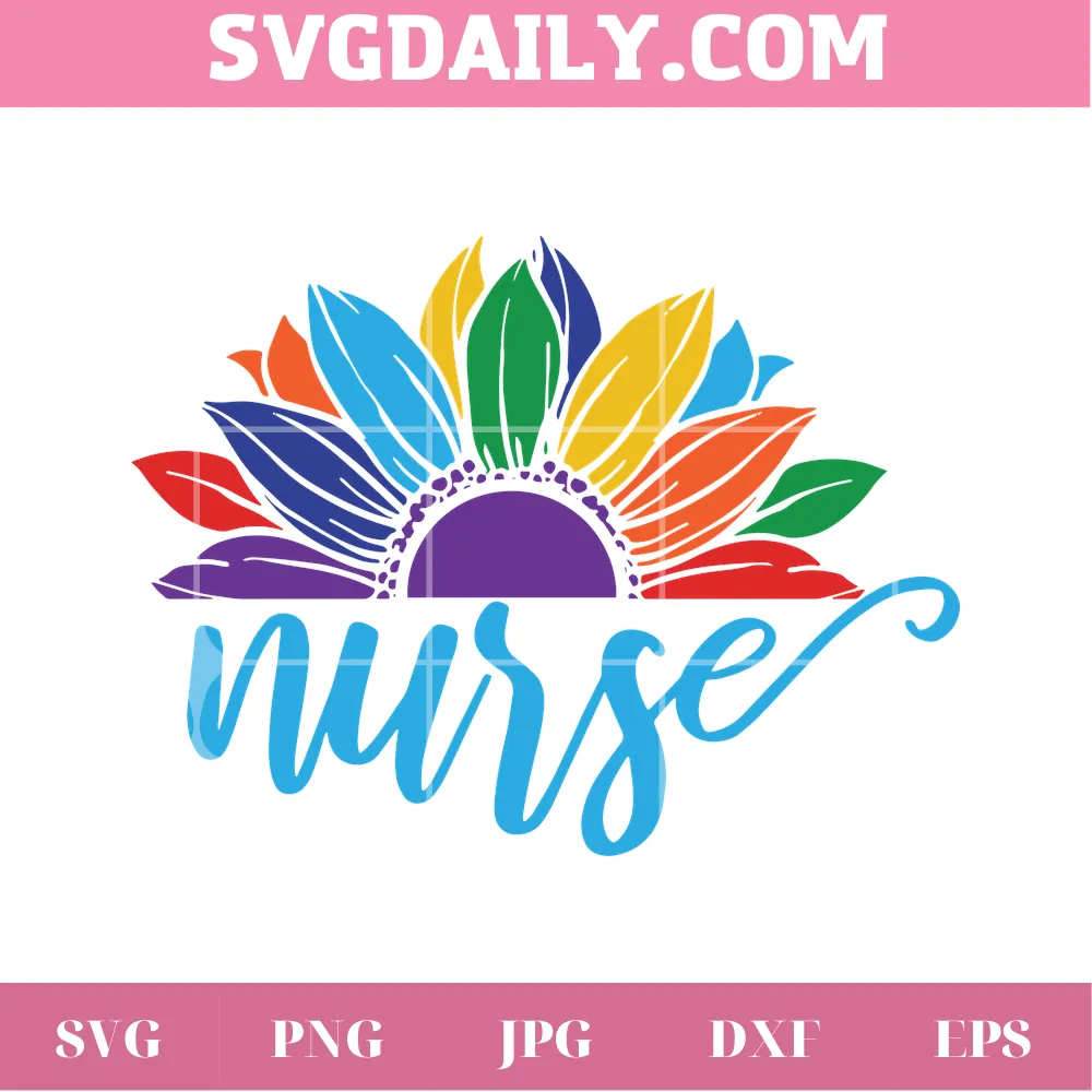 Pride Nurse Lgbt Rainbow Sunflower, Digital File