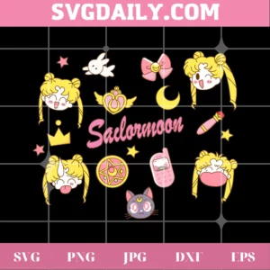 Sailor Moon Chibi, Svg Png Dxf Eps Digital Download Invert
