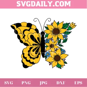 Sunflower Butterfly, Svg Png Dxf Eps Digital Download