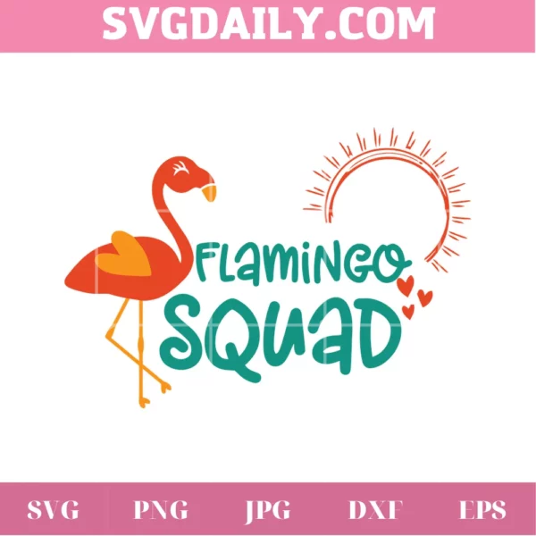 Summer Flamingo Clipart, Svg Png Dxf Eps Cricut Silhouette