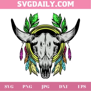 Boho Bull Skull Clipart, High-Quality Svg Files