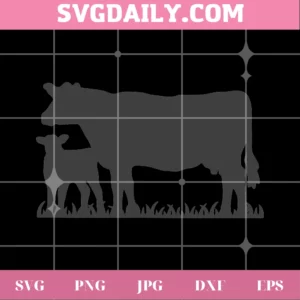 Silhouette Cow Clipart, Layered Svg Files Invert