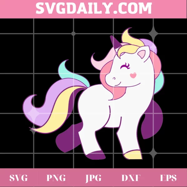 Baby Pretty Silhouette Unicorn, Svg Png Dxf Eps