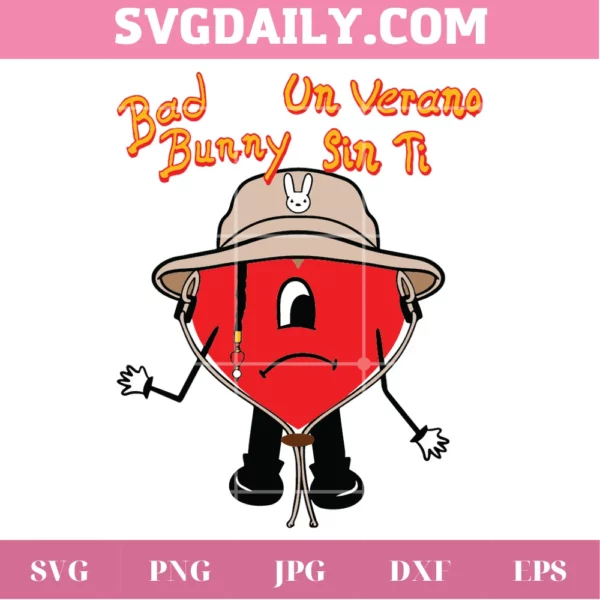 Bad Bunny Heart Svg Free, Downloadable Files