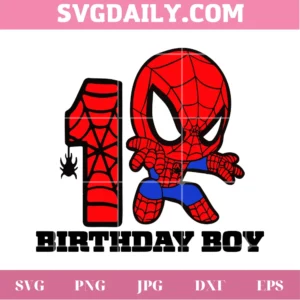 Chibi Spiderman Shooting Web 1St Birthday Boy Clipart, Svg Png Dxf Eps Digital Download