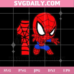 Chibi Spiderman Shooting Web 1St Birthday Boy Clipart, Svg Png Dxf Eps Digital Download Invert