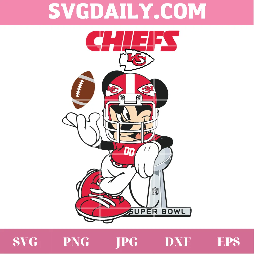 Disney Mickey Mouse Kc Chiefs, Svg Png Dxf Eps Cricut Silhouette