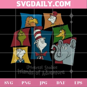 Dr Seuss Characters Universal Studios Islands Of Adventure Clipart Free, Svg Png Dxf Eps Cricut Invert