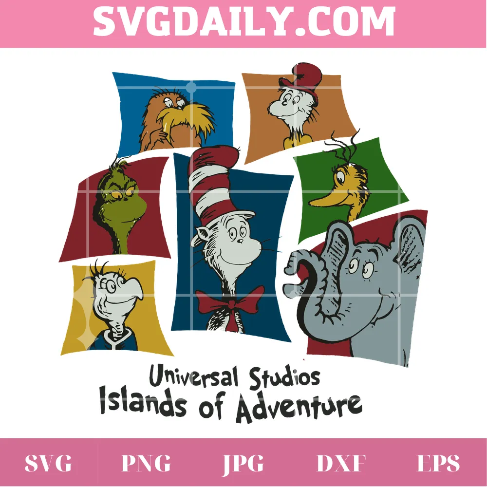 Dr Seuss Characters Universal Studios Islands Of Adventure Clipart Free, Svg Png Dxf Eps Cricut