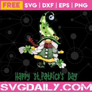 Free St Patrick'S Day Gnome, Svg Png Dxf Eps Cricut Invert