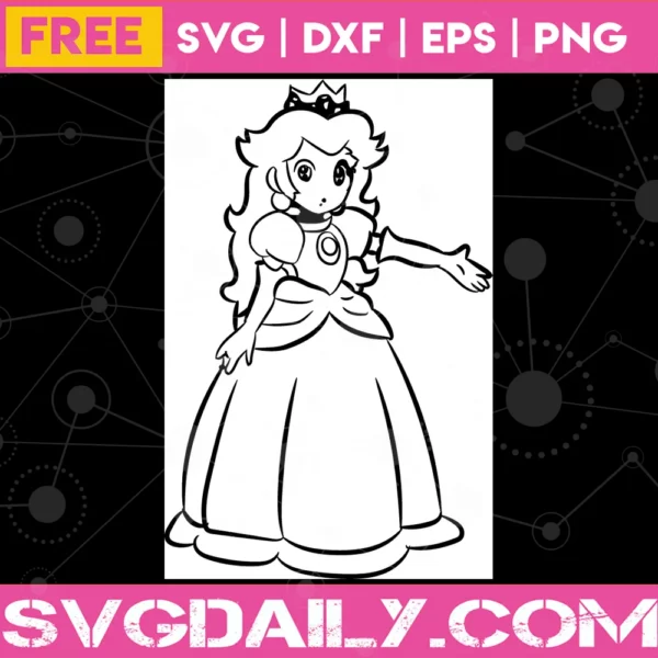 Princess Peach Outline Super Mario, Free Png Image For Cricut