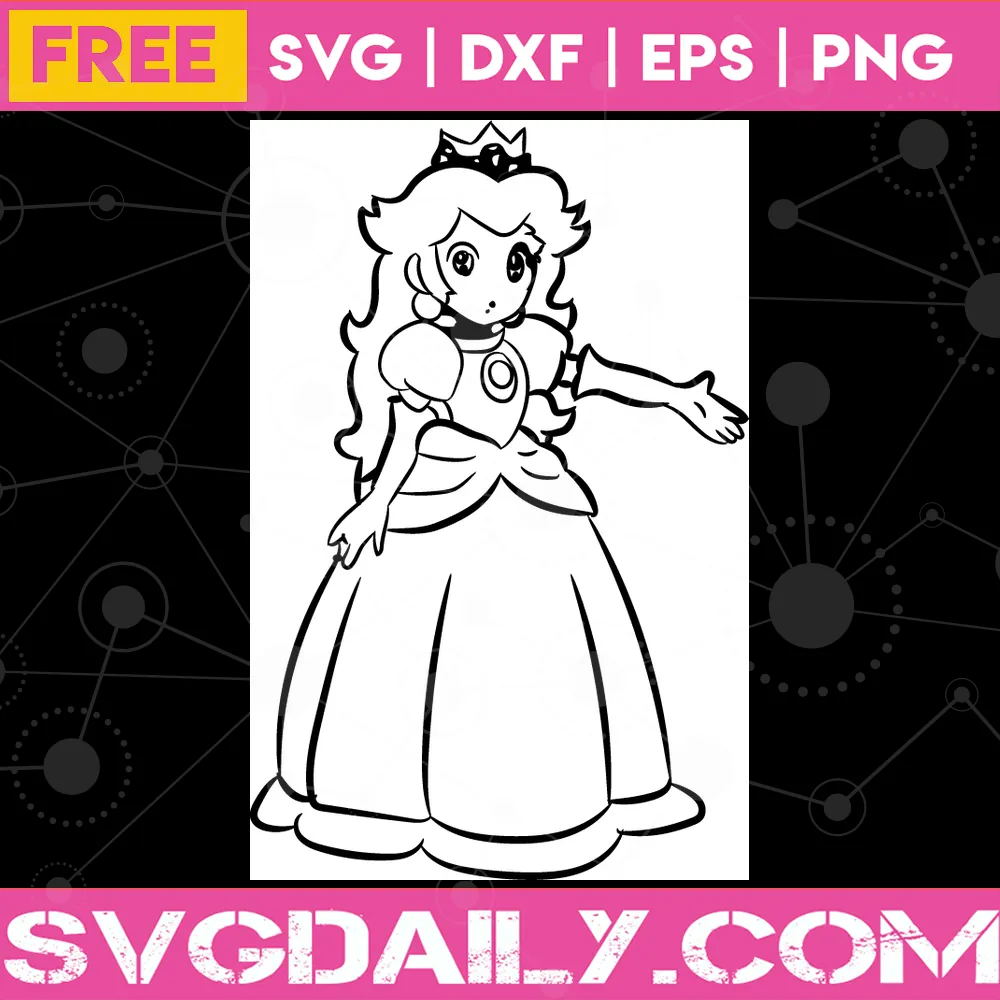 Princess Peach Outline Super Mario, Free Png Image For Cricut
