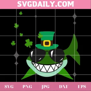 Shark Funny St Patricks Day, Svg Png Dxf Eps Digital Download Invert
