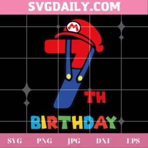 Super Mario 7Th Birthday, Png Image For Commercial Use Invert