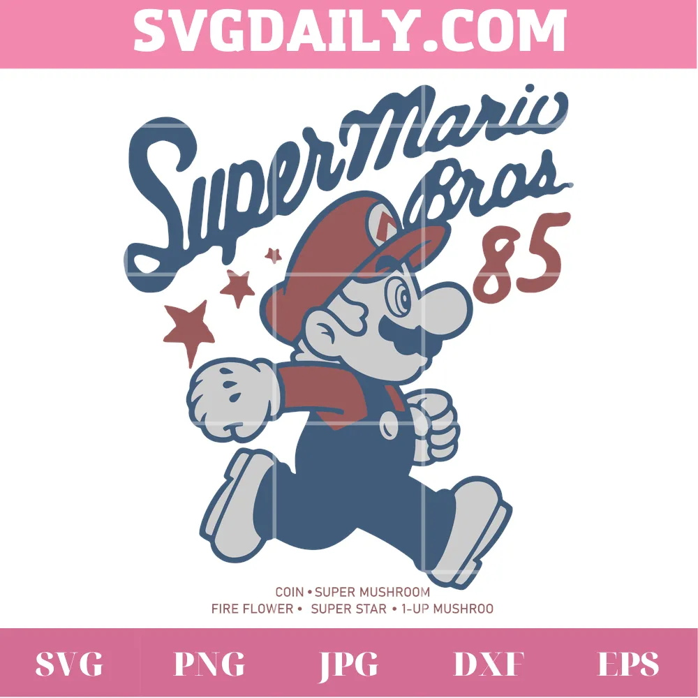 Super Mario Bros 85 Vintage Stars, Svg Png Dxf Eps Digital Download