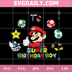 Super Mario Super Birthday Boy, Png Image For Commercial Use Invert