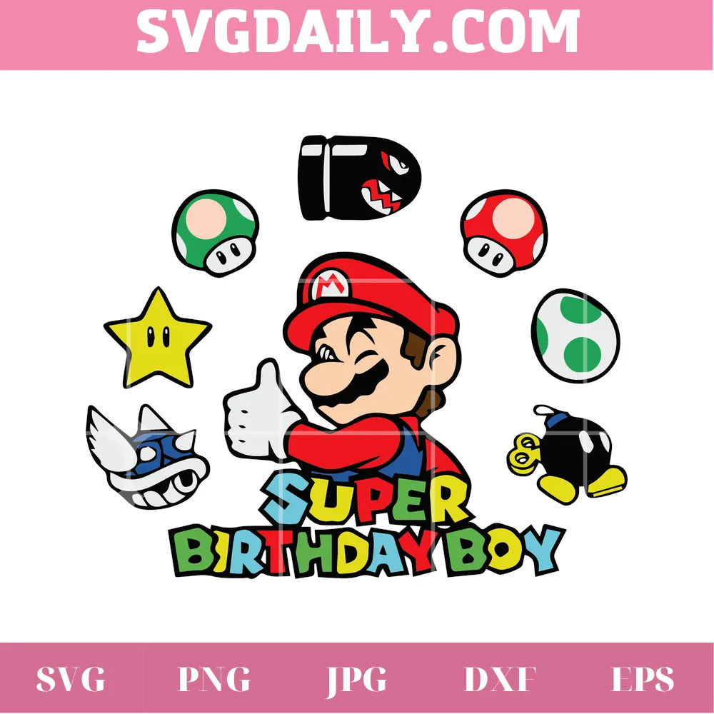 Super Mario Super Birthday Boy, Png Image For Commercial Use