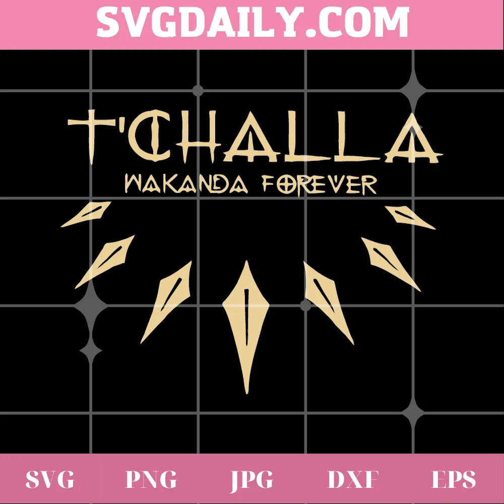 T Challa Wakanda Forever Black Panther Necklace Svg