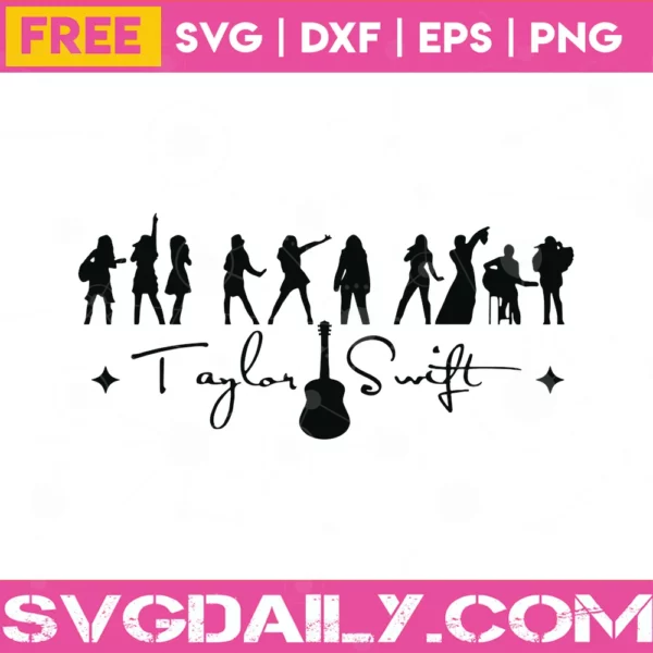 Taylor Swift Silhouette With Her Signature, Svg Free For Commercial Use