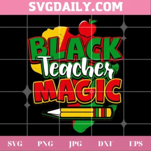 Black Teacher Magic Cipart Image, Svg Png Dxf Eps Cricut Silhouette Invert