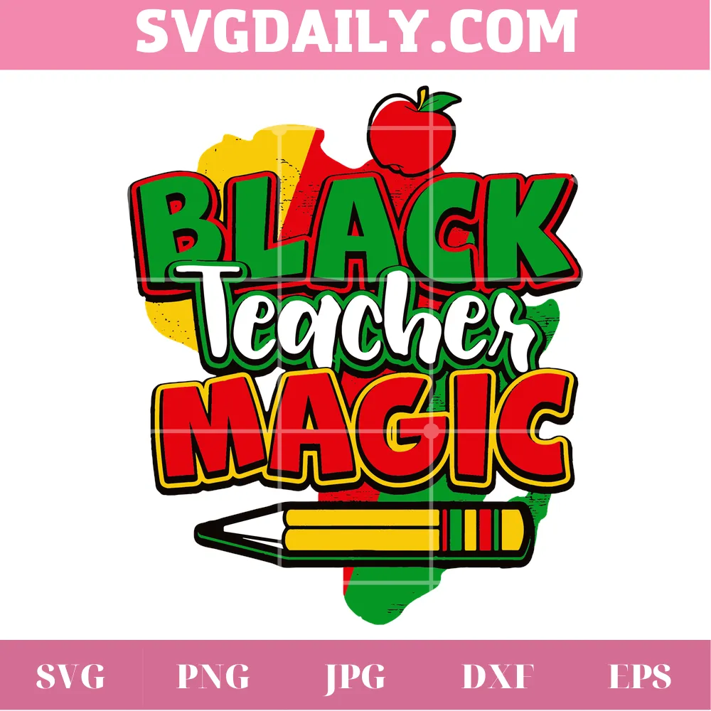 Black Teacher Magic Cipart Image, Svg Png Dxf Eps Cricut Silhouette