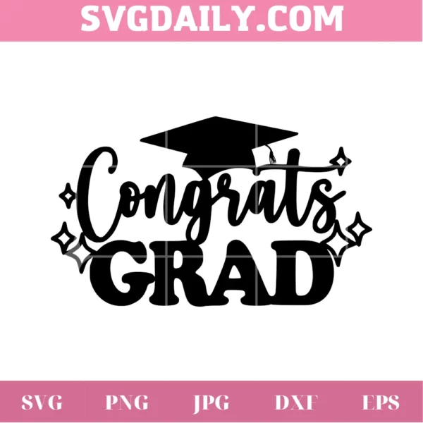 Congrats Grad Graduation Cap Grad Hat, Clipart Image For Cricut