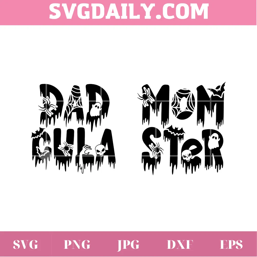 Dadcula And Momster Mom And Dad Halloween, Clipart File For Commercial Use