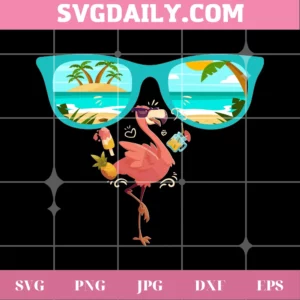 Flamingo Summer Sunglasses Clipart, Svg Png Dxf Eps